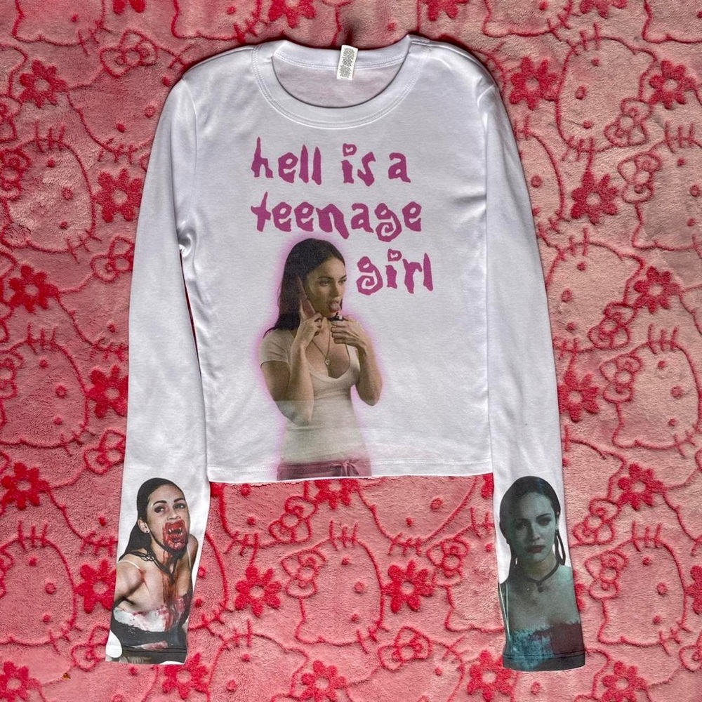 Jennifer’s Body Megan Fox “Hell is a Teenage Girl” long sick printed sleeves - Picture 2 of 5